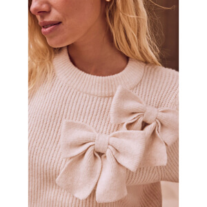 Mint Velvet Cream Knit Bow Top